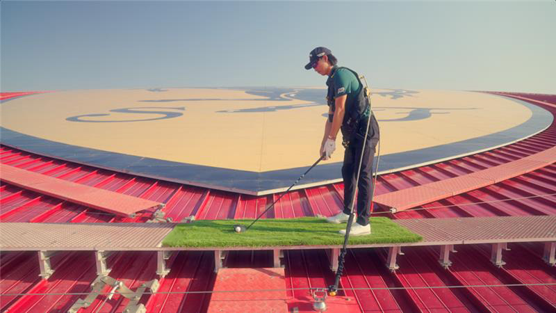 Pro Golfer’s Swing Goes Sky-High at Ferrari World Yas Island, AbuDhabi